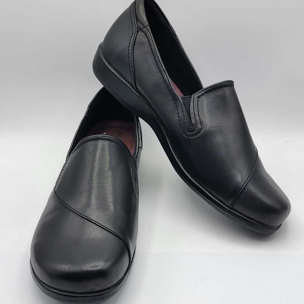 AirSupply Plus Poppy Womens 12W Black Leather‎ Slip On Loafers Comfort Shoes